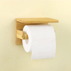 Portarotolo di <span class=keywords><strong>Carta</strong></span> <span class=keywords><strong>Igienica</strong></span> in Bambù Naturale di Lusso con Ripiano per Salviette Umidificate per Telefoni Cellulari - Product Image 4