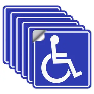 Adesivo de disabilidade permanente laminado resistente ao tempo, popular, personalizado, cadeira de rodas, sinal