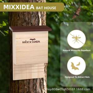 บ้านค้างคาวไม้ทรงสี่เหลี่ยมผืนผ้า Mixxidea สำหรับสวนกลางแจ้ง ทนทาน ทำจากไม้เนื้อแข็ง เป็นที่อยู่อาศัยสำหรับค้างคาว - Product Image 5