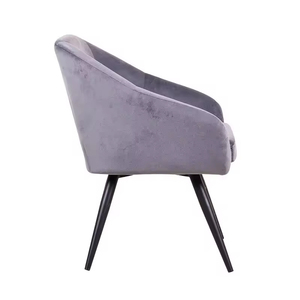 Sedia da Pranzo di Design Moderno <span class=keywords><strong>in</strong></span> <span class=keywords><strong>Tessuto</strong></span> Vellutato con Struttura <span class=keywords><strong>in</strong></span> Metallo e Gambe Verniciate a Polvere Nera - Product Image 5
