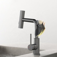Austler nouveau design hôtel luxe pistolet gris retirer LED mitigeur robinet de lavabo de salle de bain