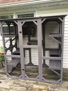 Деревянный домик для кошек TIANYI, большая уличная клетка, корпус для кошек Catio Kitty, манеж для кошек с платформой - Product Image 5