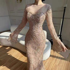 Serene Hill LA72545 <span class=keywords><strong>Abito</strong></span> da Sera Elegante a Sirena con Maniche Lunghe in Pizzo Champagne per Matrimoni e Feste - Product Image 2