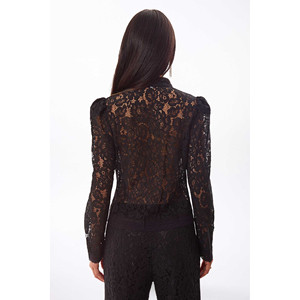 Veste en dentelle mandarin noire - Product Image 1