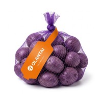 Étiquette de sac en filet en PP imperméable et résistante aux déchirures avec logo personnalisé, appliquée à la machine, pour agrumes (citron, lime, orange)