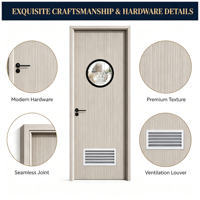 Porte intérieure battante moderne personnalisée en MDF étanche avec vitre d'observation et persiennes de ventilation, pour projets hôteliers et d'appartements (OEM/ODM)