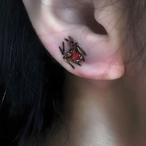 Vintage Goth Spider Web Hoop <b>Earrings</b> for Women Men Punk Red Crystal Water Drop Pendant <b>Earrings</b> Party Fashion Jewelry Y2K Gift - Product Image 2