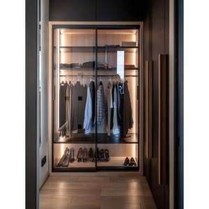 Meubles de chambre à coucher de luxe sur mesure, armoire en bois à deux portes, organisateur de vêtements, placards, armoires avec coiffeuse - Product Image 5