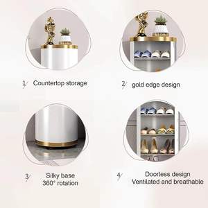 Белый вертикальный 360 Вращающийся шкаф для обуви-Регулируемая перегородка современный высокий, для хранения углов прихожей - Product Image 5