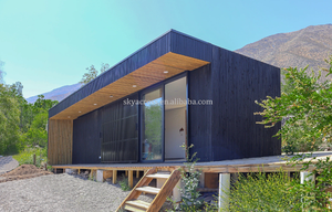 Construction modulaire préfabriquée Logements modulaires Maisons en paquet plat Maisons préfabriquées Maison <span class=keywords><strong>de</strong></span> <span class=keywords><strong>jardin</strong></span> moderne noire <span class=keywords><strong>Cabine</strong></span> préfabriquée - Product Image 3