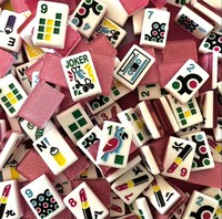 Juego de Mahjong Acrílico Personalizado con Diseño de Patines Retro y Graffiti, Fichas de Mahjong Americanas con Pintura en Aerosol Colorida