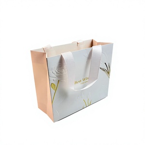 High Quality Exquisite Reusable Gift <b>Bag</b> With Gold Embossing Ribbon Handle Art Paper <b>Craft</b> <b>Bag</b> For Gift Packaging - Product Image 2