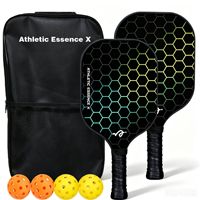 Ensemble de raquettes de pickleball en fibre de verre ou en fibre de carbone avec 4 balles de pickleball, sac portable, pour l'exercice en intérieur et en extérieur