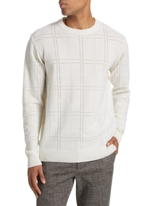 Maglione traforato Plaid tonale da uomo maglione girocollo a manica lunga in lana Merino - Product Image 2