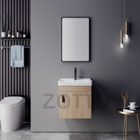 Meubles bon marché d'Amérique du Sud Petit meuble de salle de bain en contreplaqué Ensemble de vanité Évier en céramique avec miroir Armoire en contreplaqué moderne
