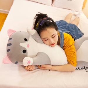 Coussin en peluche <span class=keywords><strong>chat</strong></span> long et mignon, en velours cristal extensible, garni <span class=keywords><strong>de</strong></span> coton, doux, avec motif brodé, plusieurs tailles pour filles - Product Image 6