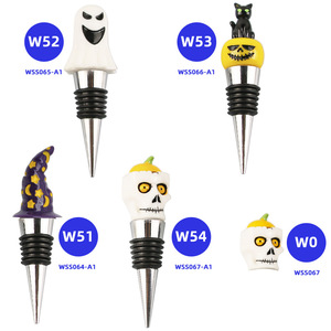 Halloween Wine Stoppers Resin Ghost Skull Pumpkin Cat Design Silver Metal Stopper For Wine Bottle Decorative Party Gift - Product Image 1