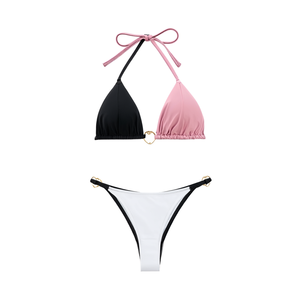 Conjunto de Bikini HDJ Rosa, Traje de Baño de Dos Piezas con Tiras y Tanga, Ropa de Playa Elástica para Mujer, Tallas 46, 48, 50, 52 - Product Image 4