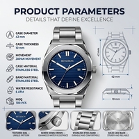 Montre mécanique automatique pour homme avec cadran gravé sur mesure OEM, cristal saphir, cadeau d'entreprise, acier inoxydable, fournisseur de marque privée