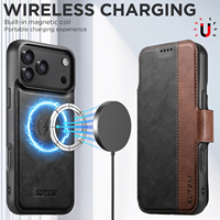 Étui de téléphone SUTENI pour iPhone 18 Pro Max, coque magnétique avec recharge sans fil, support de carte, portefeuille, simili cuir, 17 16 Plus