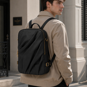 Sac à dos de voyage minimaliste personnalisé en cuir PU, grande capacité, léger, avec fermeture éclair, pour ordinateur portable, pour les trajets quotidiens - Product Image 2