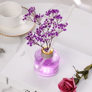 Diffuseur de roseaux de luxe en strass, huile parfumée colorée, aromathérapie, fleurs séchées véritables, gypsophile, ensemble de parfums d'intérieur - Product Image 3