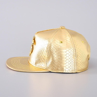 Gorra de Béisbol de Cuero PU de 5 Paneles, Estilo Vintage de Lujo, con Decoración Metálica Ajustable con Símbolo de Dólar Dorado