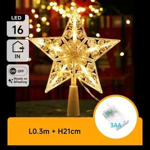 Bande lumineuse à piles 3AA, 21 cm, blanc chaud, idéale pour décorer les arbres et les espaces de Noël. - Product Image 1