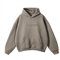 Sweat à capuche épais coupe classique avec poches, épaules tombantes, en molleton, broderie personnalisée 3D, pour homme