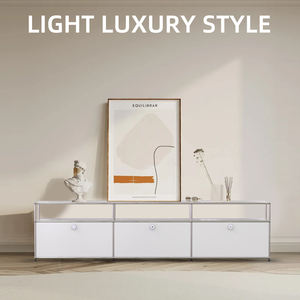 Молочно-белая металлическая мебель, шкаф для телевизора из нержавеющей стали в китайском стиле, модульная мебель большой емкости - Product Image 4