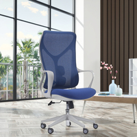 Chaise de bureau exécutive ergonomique moderne à dossier mi-haut en tissu maillé avec soutien lombaire réglable, accoudoirs réglables, pivotante, certifiée, à vérin à gaz
