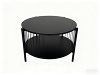 Table basse ronde Combohome pour salon, table à thé en bambou naturel et table d'appoint noire pour canapé en bambou massif