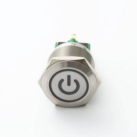 ELEWIND Interrupteurs à bouton-poussoir en acier inoxydable 25mm momentané ou à verrouillage 1NO1NC avec symbole d'alimentation (PM251F-11ET/B/12V/SCE ROHS)