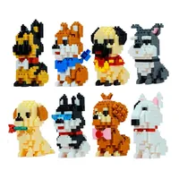 Balody Mini Figura de Animal de Juguete, Perro Shiba, Husky, Schnauzer, Ladrillos de Diamante, Ensamblaje de Plástico, Regalo de Navidad, Regalos para Niños y Niñas