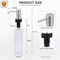 Distributeur de savon de cuisine anti-déversement en acier inoxydable Longan avec finition polie pour usage commercial, bouteilles disponibles en ODM