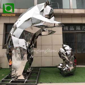 Sculpture personnalisée d'ours en acier inoxydable pour maman et enfant Statue d'animal en métal - Product Image 2