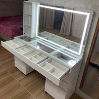 JIAMEIJIA Table de toilette moderne en bois en gros - Coiffeuse élégante avec miroir éclairé réglable