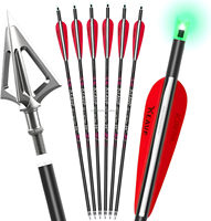 Flèches de carabine à poulies en carbone de 20 pouces, 6 pièces avec pointes lumineuses, pointes de chasse ID 7,62 mm, flèches de chasse, logo personnalisé OEM, arc recurve en plastique