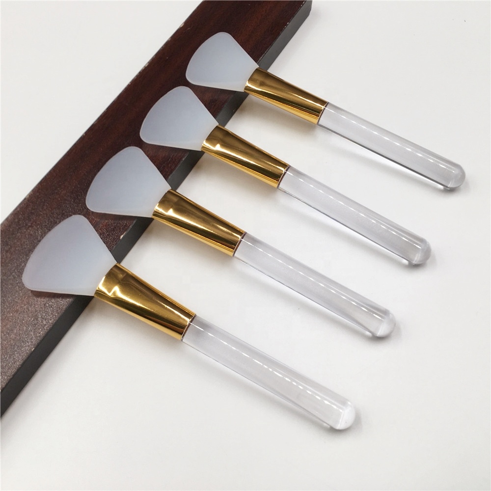 2021 Pro Fan Makeup Brush Silicon Mask Makeup Brush Gold Clay Mixing Mud Applicator Fan Facial Mask Brush for Woman&Man