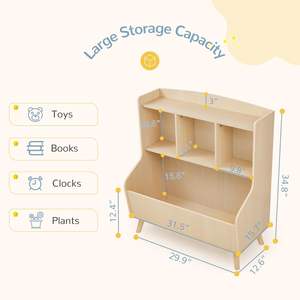 Étagère pour enfants, stockage de livres et jouets pour bébés, présentoir pour la maison, étagère en bois moderne - Product Image 3