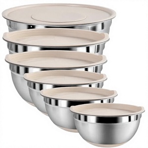 Juego de 7 Tazones para Ensalada Ecológicos de Acero Inoxidable, 14-26 cm, con Tapa Hermética, Tazones para Mezclar Apilables, Aptos para Microondas y Lavavajillas - Product Image 4