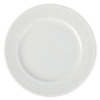 Assiettes de présentation en céramique blanche avec bord perlé, assiettes rondes en porcelaine pour la décoration de table de mariage ou de fête