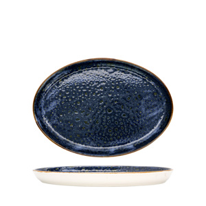 Assiette plate ovale bleu lune 23x17 cm en céramique - Product Image 2