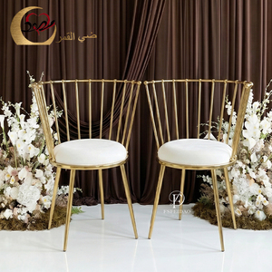 TSFEIDAO Modern Gold Metal Hotel Chair White <b>Cushion</b> Open <b>Back</b> Tapered Leg Indoor Commercial Furniture - Product Image 1