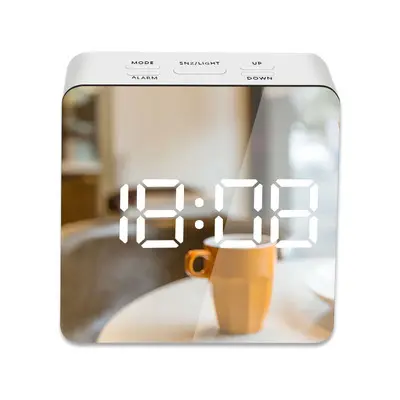 Rts relógio despertador de temperatura decoração de casa, moderno, led, espelho digital