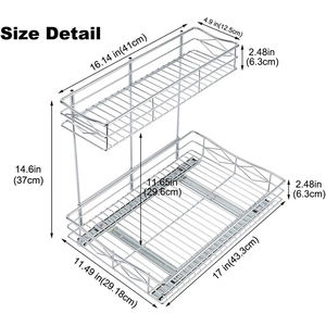 כיור מתקפל איכותי בסיטונאות, מדף אחסון דו-שכבתי לארון, סל פינתי לארון, סל אחסון רב תכליתי - Product Image 3
