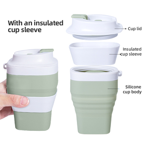 Tasse pliable portable en silicone de qualité alimentaire avec couvercle et paille, anti-fuite, compatible lave-vaisselle et micro-ondes, design moderne - Product Image 2