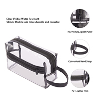 Pochette de rangement pour cosmétiques en PVC transparent avec fermeture éclair et poignée, résistante à l'eau, avec des fonctionnalités pratiques, MECO