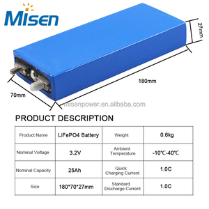 แบตเตอรี่ลิเธียมไอออนแบบแท่งปริซึม LFP 3.2V 25Ah สำหรับรถยนต์พลังงานแสงอาทิตย์  ลดราคาพิเศษ ใช้ได้กับระบบ 12V 24V 36V 48V - Product Image 2