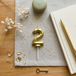 Corona de cumpleaños estilo diamante dorado con lazo, vela digital para decoración de pasteles, soporte para pastel - Product Image 6